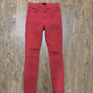 Mother Denim High Waisted Looker in Hot Rod Red